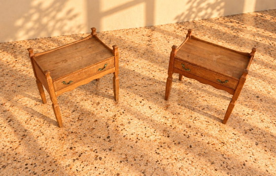 2x Brutalist Oak Nightstands – Metal (photo 5 of 7)