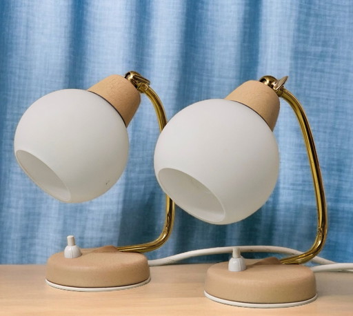 Paar Nachttischlampen, Mid-Century