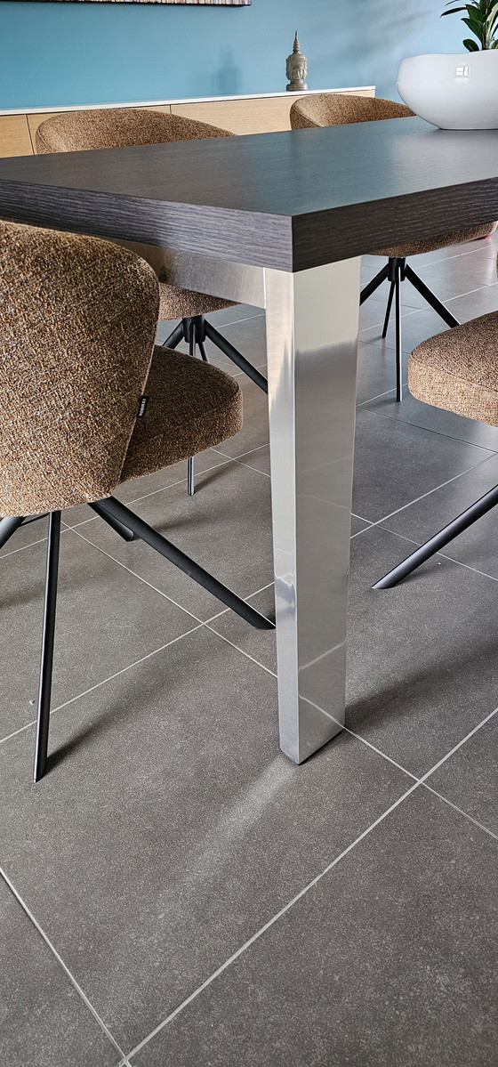 Image 1 of Solid oak dining table 220 x 100 with chrome legs