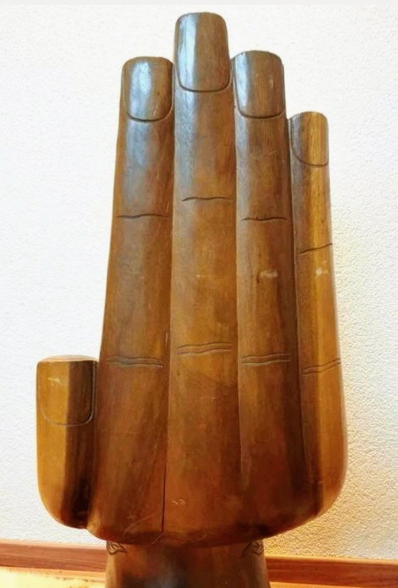 Image 1 of Chaise de méditation vintage style Bouddha, années 1970, en bois massif.