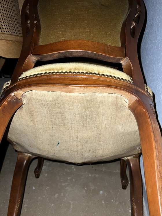 6 Baroque Dining chairs, Metal, Velvet, Brown (photo 5 of 5)