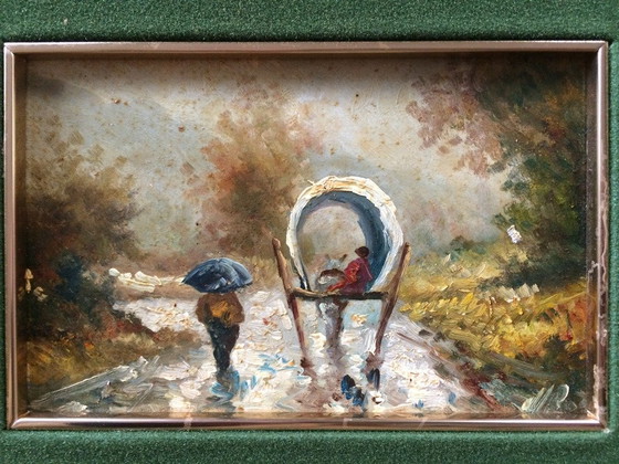 Image 1 of Olio su tavola: M. Ferran, "Paesaggio autunnale" (32 x 27)