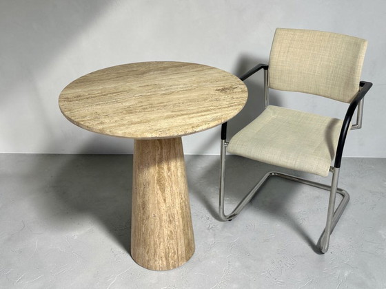 Travertine Bistro Table Eleonora Aime - Round Ø70 - Solid Natural Stone, Dining tables, Beige (photo 5 of 7)