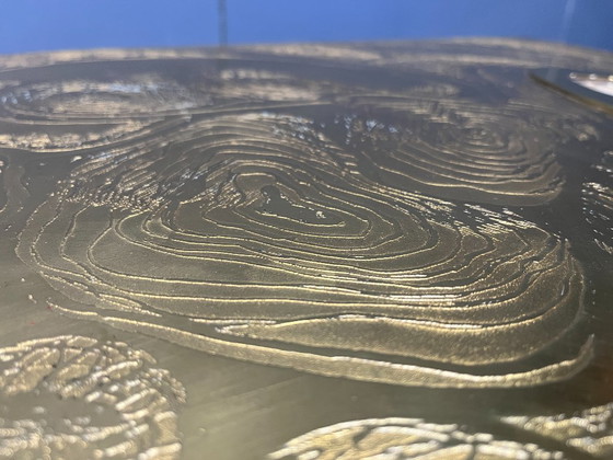 Image 1 of Etched Brass and Inlaid Agate Coffee Table by Felix De Boussy, Belgium