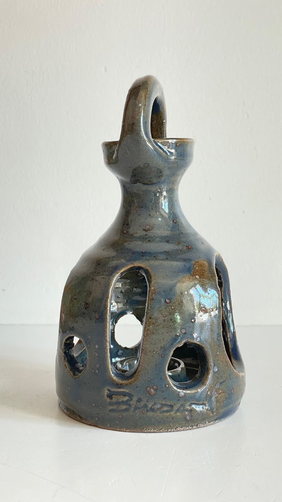 Image 1 of Vintage handcrafted stoneware candlestick