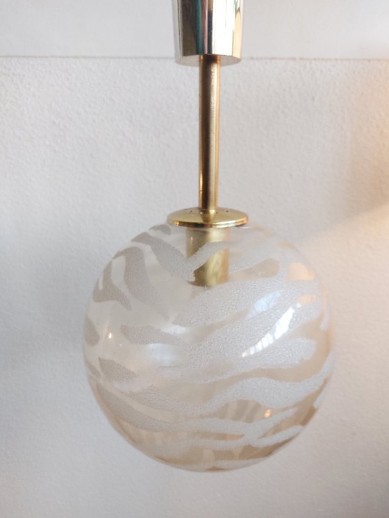 Image 1 of Lampada a sospensione vintage in vetro ottone Fischer Leuchten