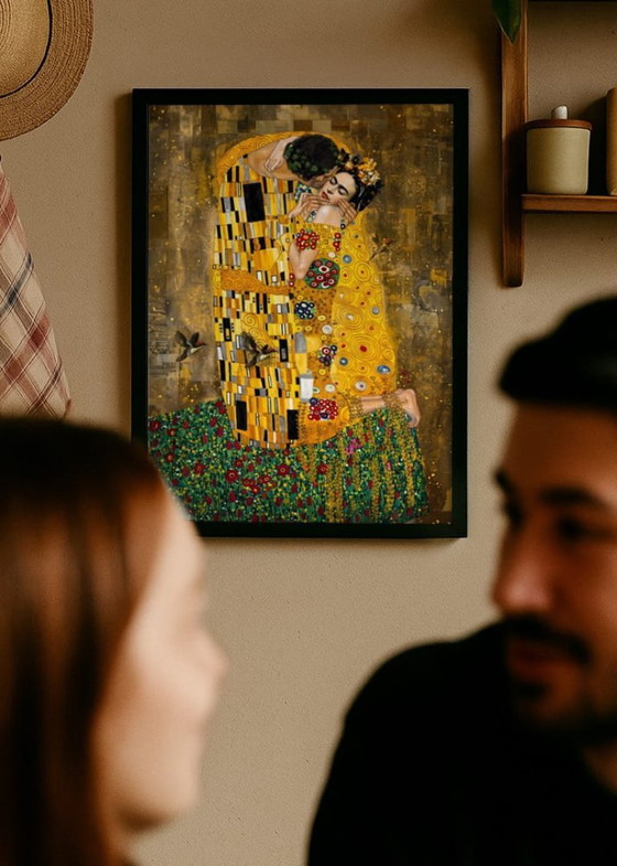 Tirage d'art Le Baiser en or et vert, Tirages d'art, Papier, Doré, Art Nouveau (photo 4 sur 5)