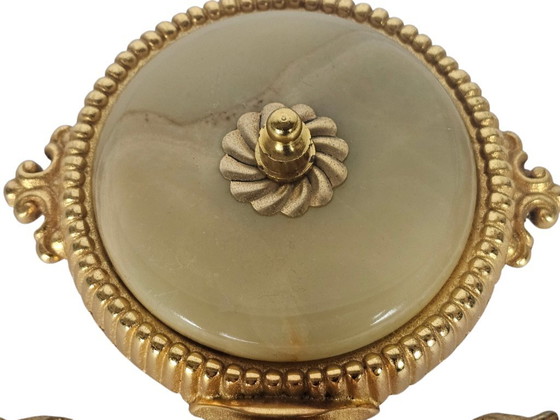 Image 1 of Hollywood Regency stijl - Wandlamp - verguld - marmer - Italie - 60's