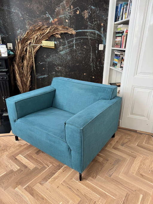 hellblaues Zweisitzer-Sofa, türkis, Marke unbekannt