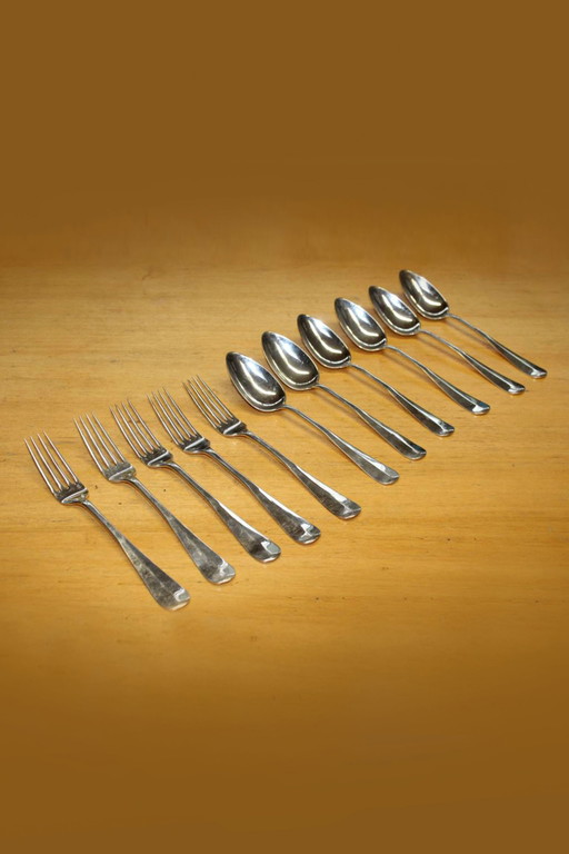 Haagslofje Couverts anglais plaqués argent, 5 paires