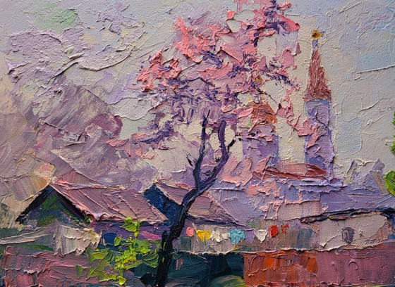 Original Oil Painting Rural Landscape Village Street Spring Has Come – Paintings & Drawings, Canvas (photo 4 of 7)
