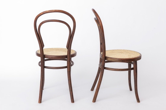 Image 1 of Set of 2 Antique Thonet Bentwood Chairs, Vienna Cafe Chairs, Early 1900s Austrian Chairs, Restored Rattan Seats
