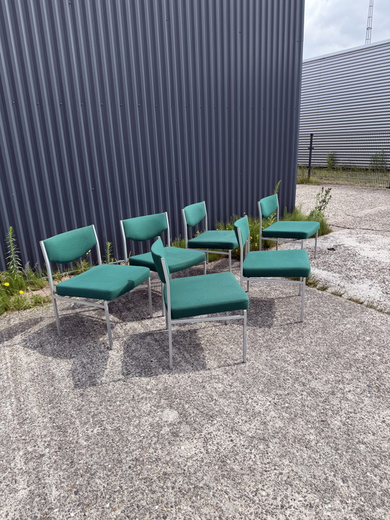 6 x Vintage Eetkamerstoelen Loungestoelen – Metal, Textile (photo 10 of 10)