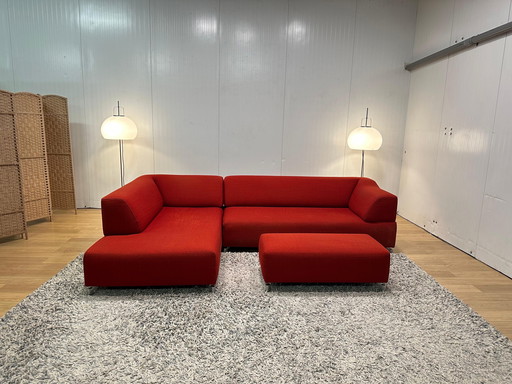 Leolux Faya Lobi Corner Sofa + Hocker (Red)
