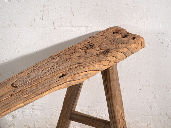 Antique Elm Wood Bench, China, circa 1900, Benches, Rustic (photo 2 of 9)