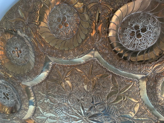 Image 1 of Antiek Handgemaakt Damascus koper decoratief wandbord jaren '30 - Wandbord - Koper, Brons  1920-1930 - Frankrijk - Antie