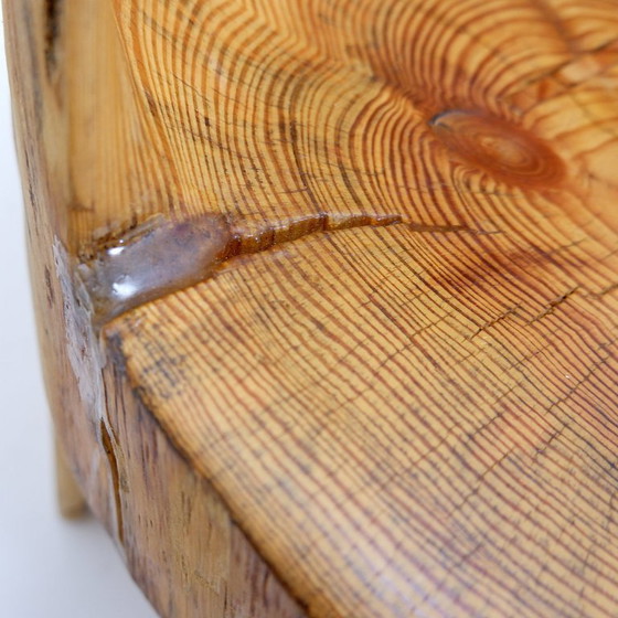 Image 1 of Sculpturale stoel in brutalistische stijl, gemaakt van massief eikenhout, geïnspireerd op wabi-sabi.