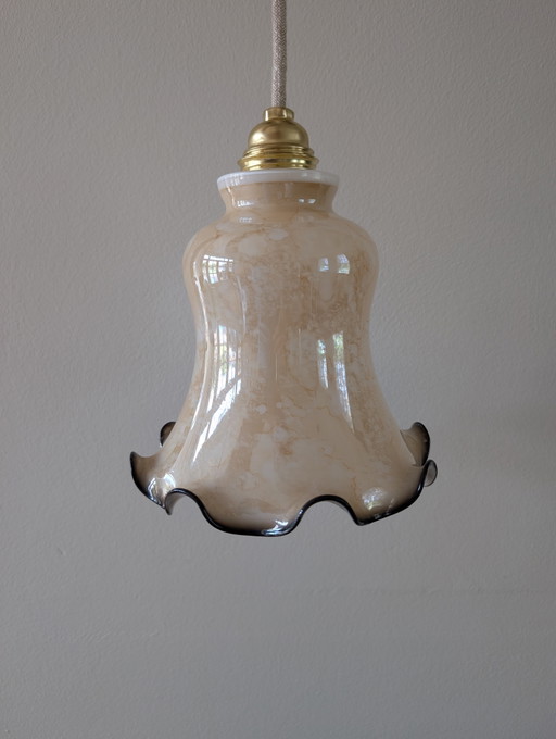 Prachtige bijzondere gemarmerde glazen hanglamp
