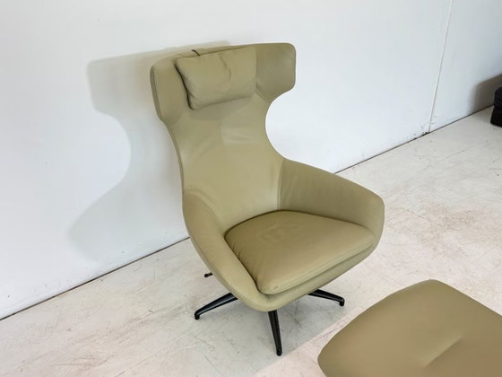 Leolux Caruzzo Sillón Reclinable de Cuero con Otomana – Sillones reclinables, Metal (photo 8 of 15)