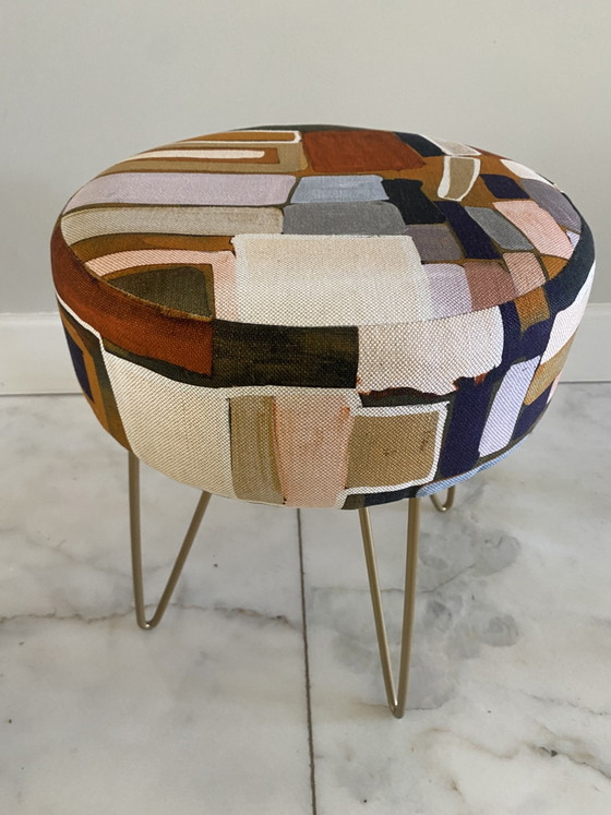 Image 1 of Recycled stool upholstered with designer fabric