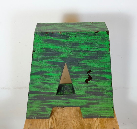 Image 1 of Großer, antiker grüner Eisenfassadenbuchstabe A, 1970er Jahre