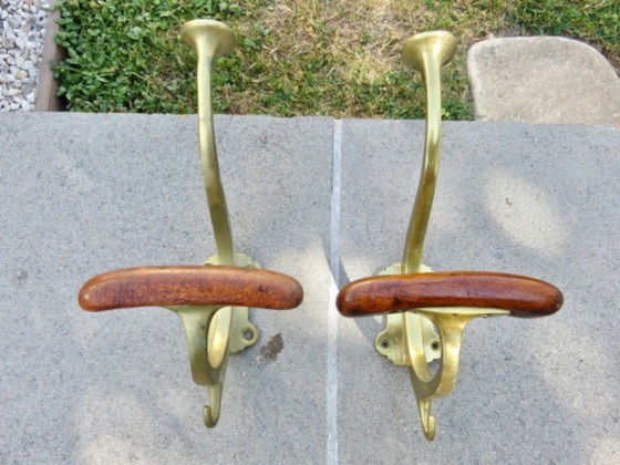 Image 1 of Paar große Doppelgarderobenhaken, Jugendstil, Frankreich, 1930