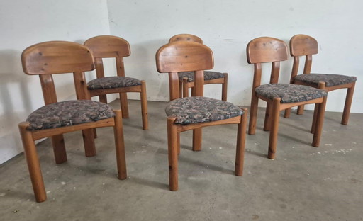 Chaises de salle à manger en bois de pin brutalistes
