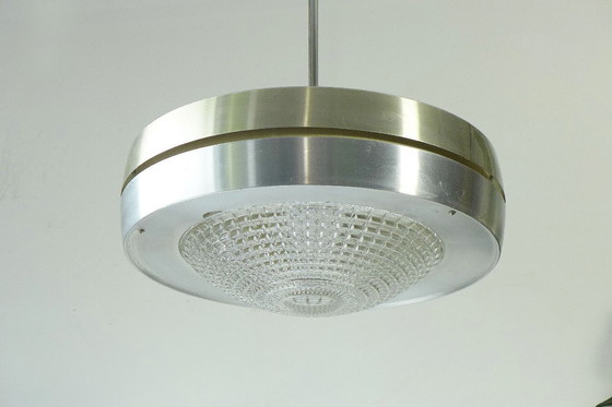 Image 1 of Zeldzame RAAK, NL hanglamp vintage pendellamp UFO van glas en aluminium