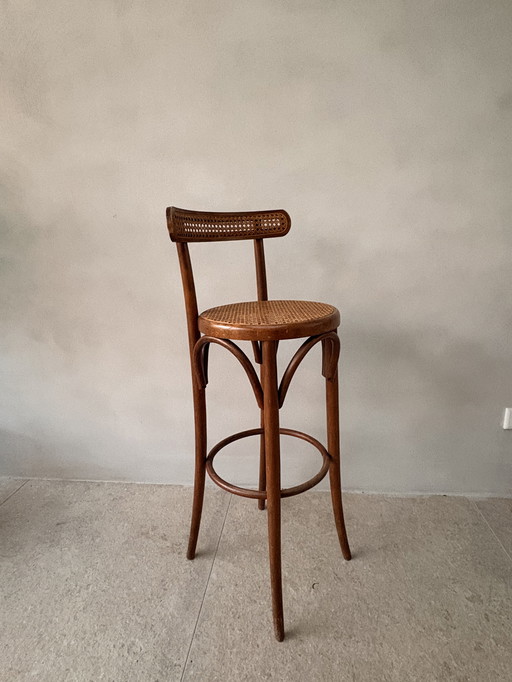 Set van 4 barkrukken en rotin italien vintage