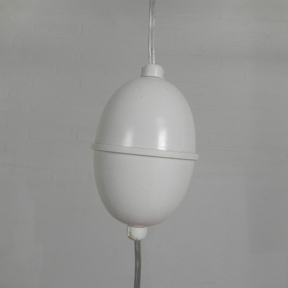 Image 1 of Lampada a sospensione Hala di H. Busquet con paralume rosso e sistema di carica manuale, anni '50.