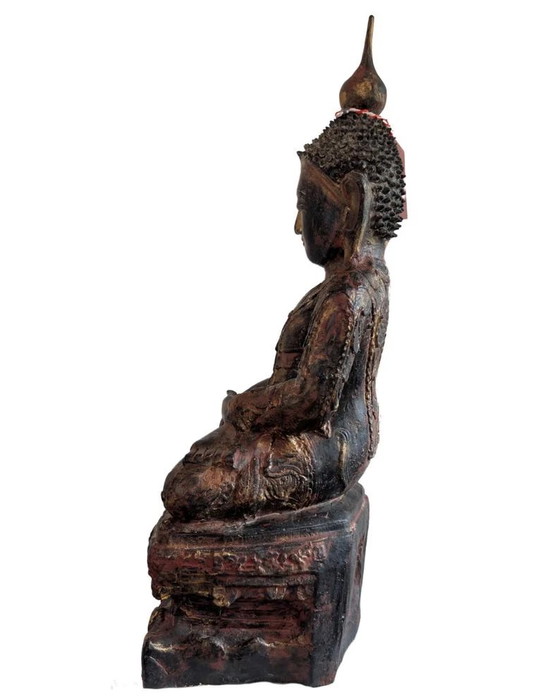 Pair of Antique Burmese Papier-Mâché Buddha Statues – Konbaung – c. 1750–1825 – Sculpture (photo 5 of 10)