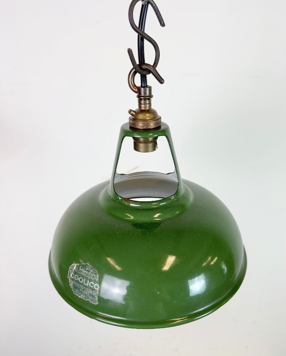 Image 1 of Industrial Green Enamel Factory Pendant Lamp from Coolicon, 1950s