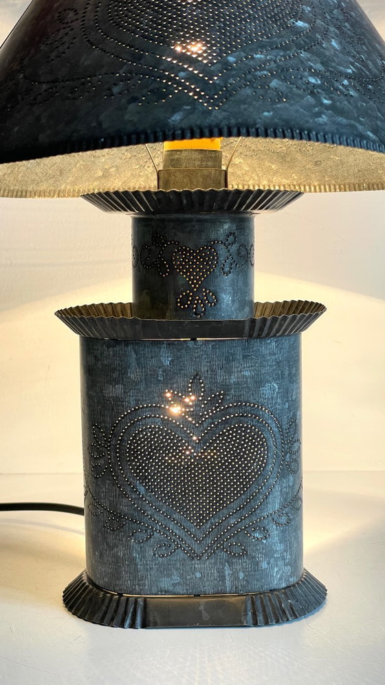 Image 1 of Vintage Zinc Heart Lamp