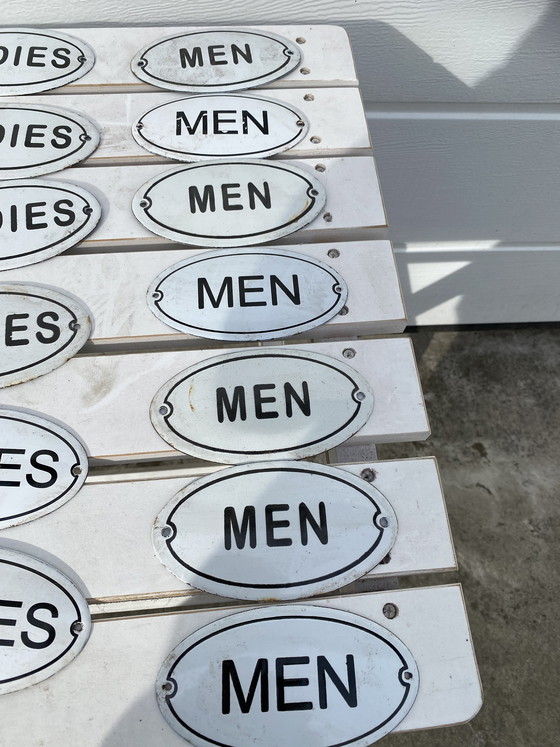 Image 1 of Étiquettes de vêtements vintage en émail pour hommes et femmes, 17 pièces