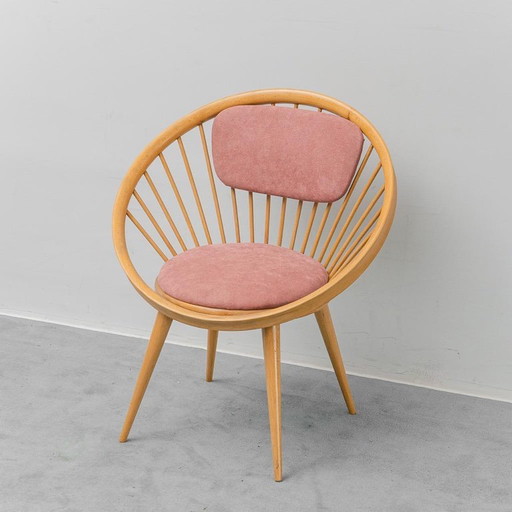 Vintage Bugholz-Sessel mit rosa Bezug – skandinavisches Design aus den 60er Jahren