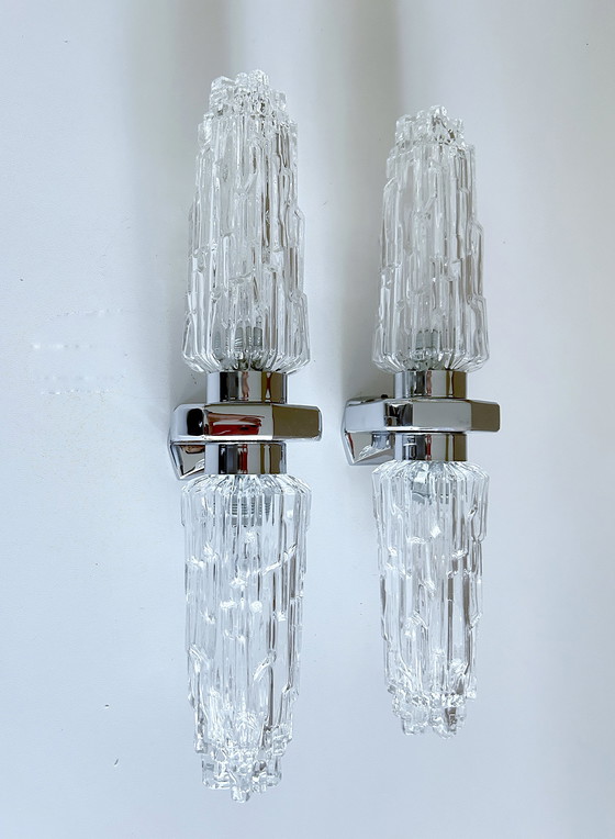 Image 1 of 2X Very Large Space Age Glass Wall Lights