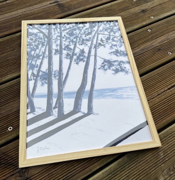 Image 1 of Oost-Indische inkt op wit fabriano papier 300g Onderwerp: Cap Coz Formaat 40x30 cm.