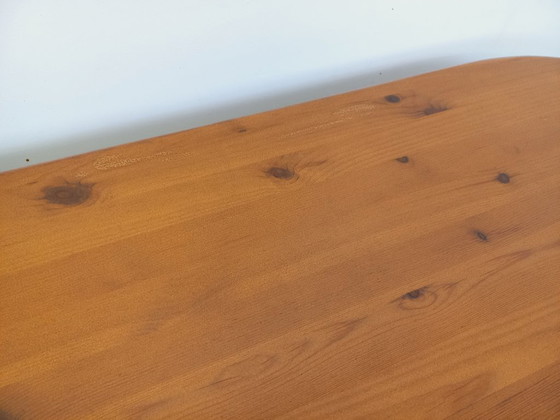Image 1 of Vintage rectangular oval modernist coffee table in solid pine from the 1970s