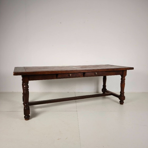 Image 1 of Large French oak monastery table 320/220 cm, early 20th century
