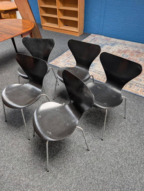 Image 1 of 5x Vintage Vlinderstoelen, Arne Jacobsen Voor Fritz Hansen, Jaren 70