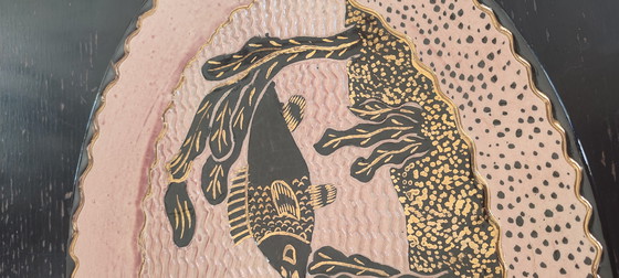 Image 1 of Grote geglazuurde aardewerken schaal, gesigneerd door Tony Jaillet, jaren 1950-1960.