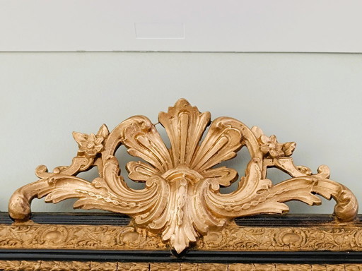 Miroir ancien a fronton doré 102 X 71 cm