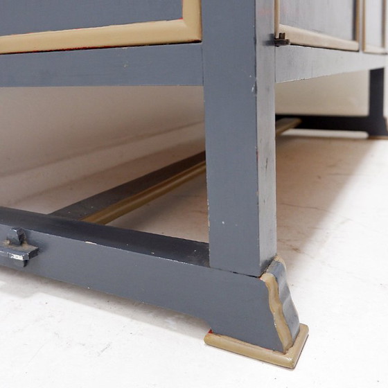 Image 1 of Vintage tweedelige kast van grijs gelakt hout - verkrijgbaar als set van twee (A)