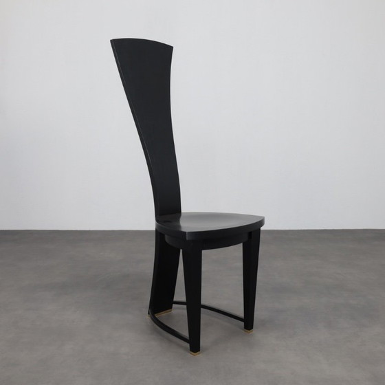 Image 1 of Seltenes Set aus vier Esszimmerstühlen mit hoher Rückenlehne, Italien, 1990er Jahre