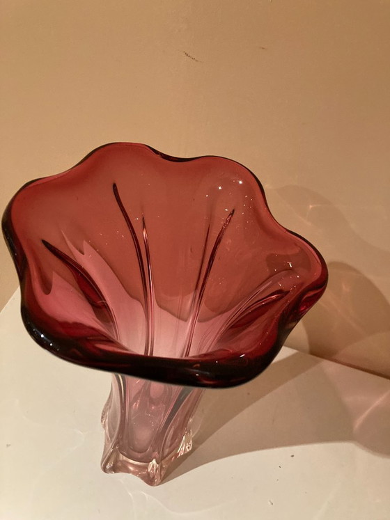 Rare large Murano Chambord vase by Fratelli Toso, Murano Glass, Pink (photo 12 of 13)