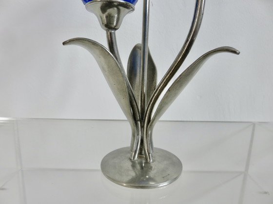 Image 1 of Pewter Candlestick 95% Signed Jean Goardère, Meilleur Ouvrier De France