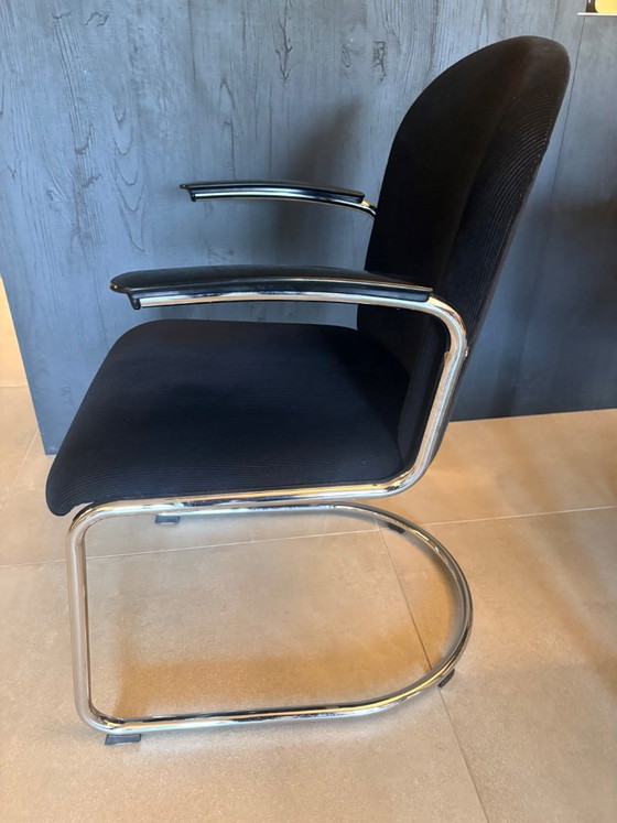 Gispen 413 RL chair, Dutch Originals, Dining chairs, Textile, Chrome, Black, Modern (photo 3 of 5)