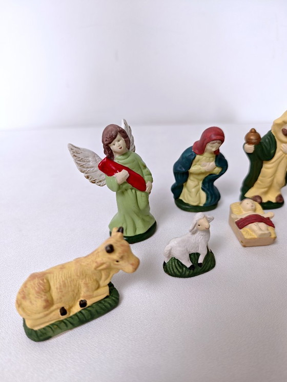 Image 1 of Set di 9 statuette per presepe vintage Devineau, decorazioni natalizie