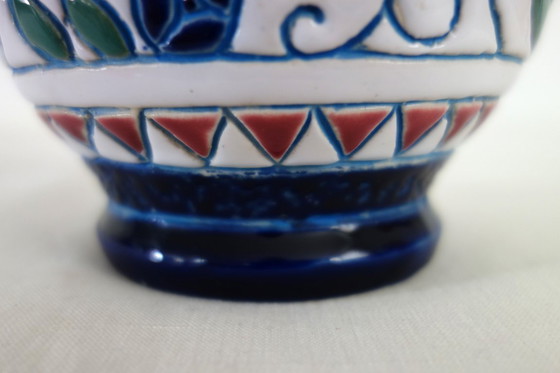 Image 1 of Art-Deco-Keramikvase mit Vogeldekor von Amphora, 1920