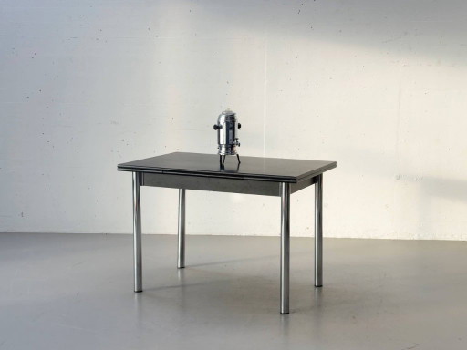 Extendable dining/kitchen table with chrome frame, 1980s